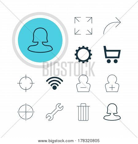 Vector Illustration Of 12 Member Icons. Editable Pack Of Wheelbarrow, Share, Wrench And Other Elements.