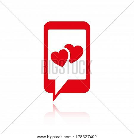 phone with hearts on the screen icon stock vector illustration flat design