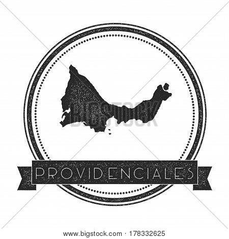 Providenciales Map Stamp. Retro Distressed Insignia. Hipster Round Badge With Text Banner. Island Ve