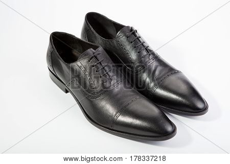 stylish men's shoes on a white background