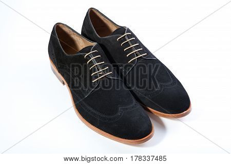stylish men's shoes on a white background