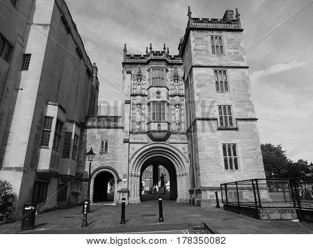 Great Gatehouse (abbey Gatehouse) In Bristol In Black And White