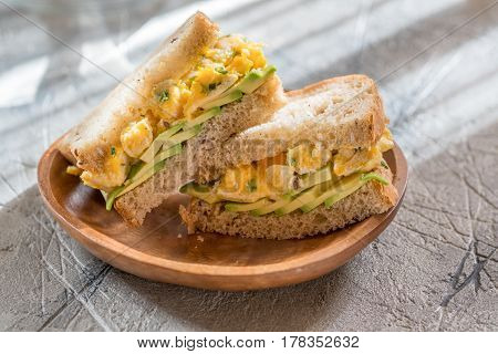 Healthy breakfast - Toast with avocado and egg