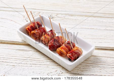 pinchos Bacon wrapped dates pintxos tapas from Spain food