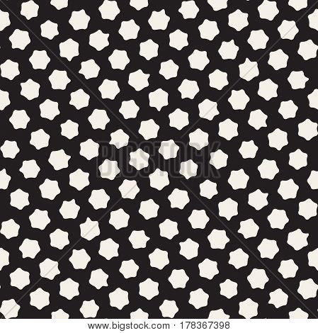 Stylish Doodle Scattered Shapes. Artistic Hand Drawn Texture. Vector Seamless Black And White Freehand Pattern