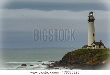 Pigeon Point Lighthouse on a cloudy day