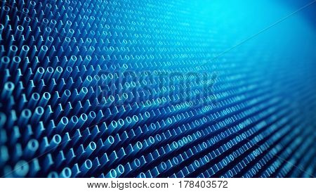 digital binare code background. 3d illustration