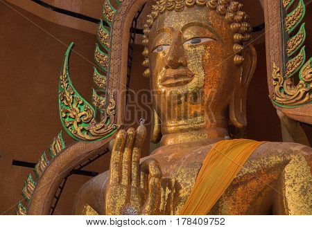 Big buddha statue at Wat Tham Seu Kanchanaburi Thailand