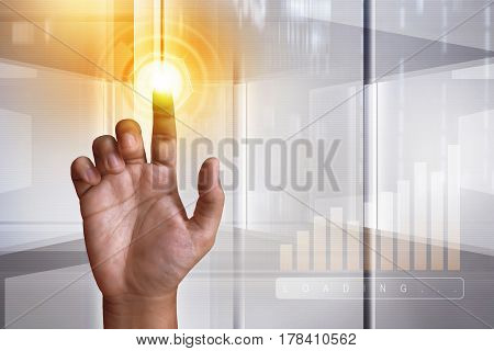 Modern future digital touch screen technology connection
