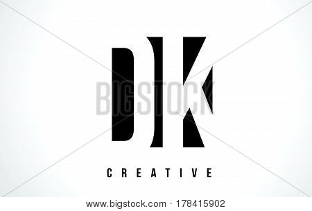 Dk D K White Letter Logo Design With Black Square.