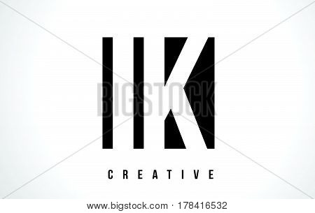 Ik I K White Letter Logo Design With Black Square.