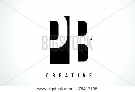 Pb P B White Letter Logo Design With Black Square.
