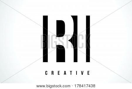 Ri R I White Letter Logo Design With Black Square.