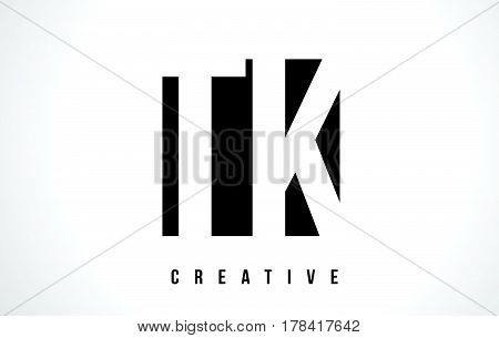 Tk T K White Letter Logo Design With Black Square.
