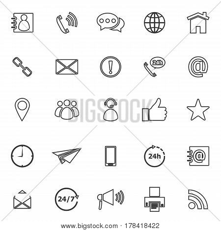 Contact us line icons on white background, stock vector