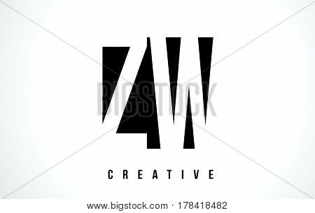 Zw Z W White Letter Logo Design With Black Square.