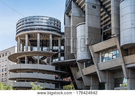 Madrid Spain - September 14 2016: Santiago Bernabeu Stadium. It is the current home stadium of Real Madrid Football Club. Outdoors view