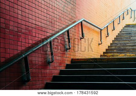Underground passage stairs leading up on the street