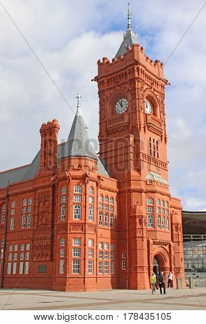Historic Pierhead building in Cardiff Bay, Wales