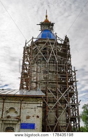 Reconstruction works of Egypt Saint Maria church of Abalak Znamenski Monastery. Situated in the village 20km from Tobolsk. Siberia. Russia