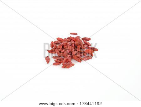 Goji seeds spilled isolated on a white background