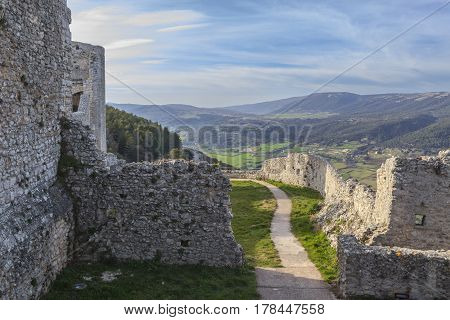 View of the Monte Sant'Angelo Castle.It is an architecture in the Apulian city of Monte Sant'Angelo, Italy.