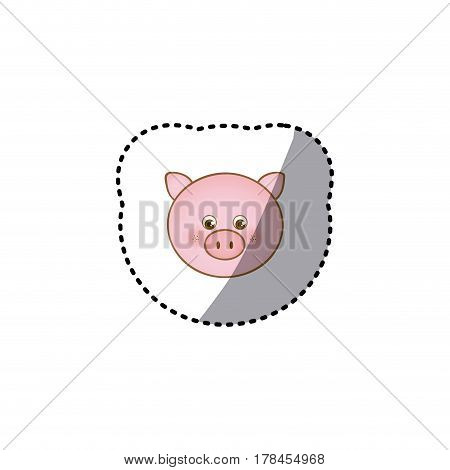 small sticker colorful picture face cute pig animal vector illustration
