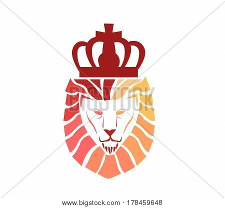 Lion face logo illustration art on white