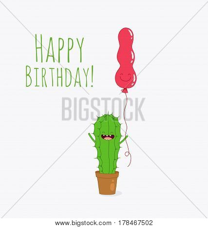Cactus with baloons are friands funny joke