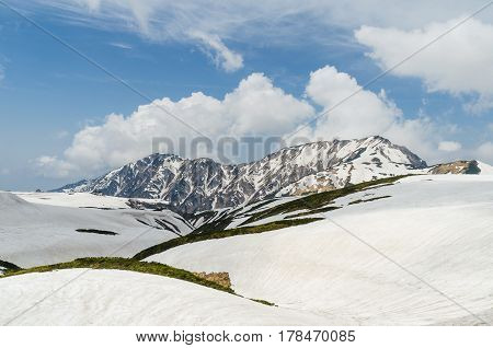 Snow mountain at japan alps tateyama kurobe alpine route