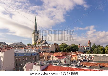 24-27.08.2016 Scenic Summer Beautiful Aerial Skyline Panorama Of The Old Town In Tallinn, Estonia