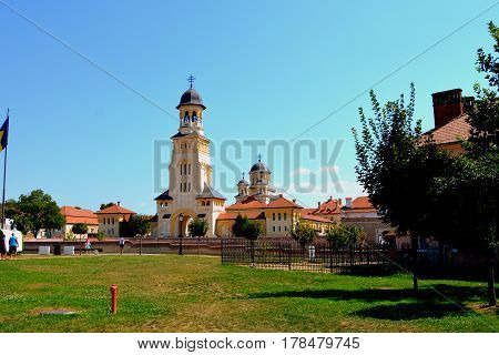 Medieval fortress Alba Iulia, Transylvania. The modern city is located near the site of the important Dacian political, economic and social centre of Apulon, which was mentioned by the ancient Greek geographer Ptolemy. Alba Iulia is an important romanian 