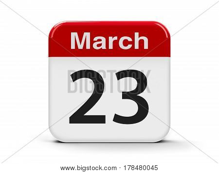 Calendar web button - The Twenty Third of March - World Meteorological Day three-dimensional rendering 3D illustration