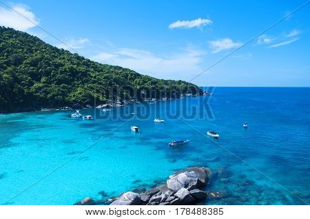 The beautiful uninhabited island of Similan. Thailand Southeast Asia. Island Ocean Seascape Turquoise water