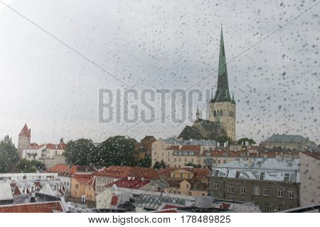 Scenic Summer Beautiful Aerial Skyline Panorama Of The Old Town In Tallinn, Estonia