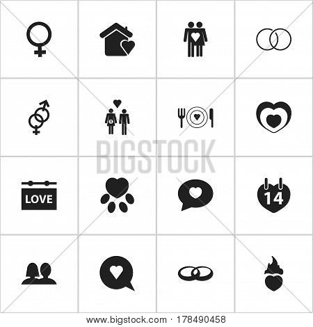 Set Of 16 Editable Love Icons. Includes Symbols Such As Pounce, Proclamation, Wedding And More. Can Be Used For Web, Mobile, UI And Infographic Design.