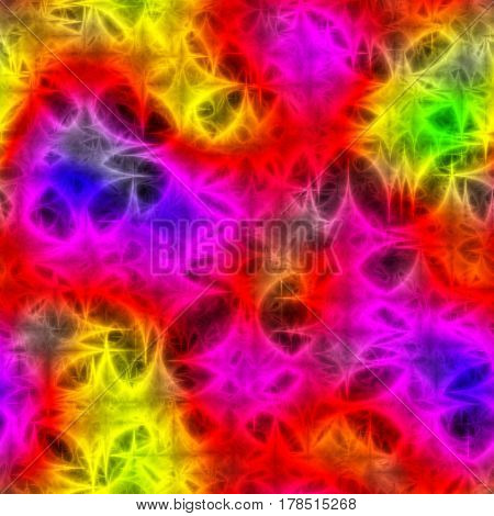 Yellow, Blue And Pink  Shinning Neons In Lattice.