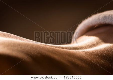 Closeup of young girl's back before massage