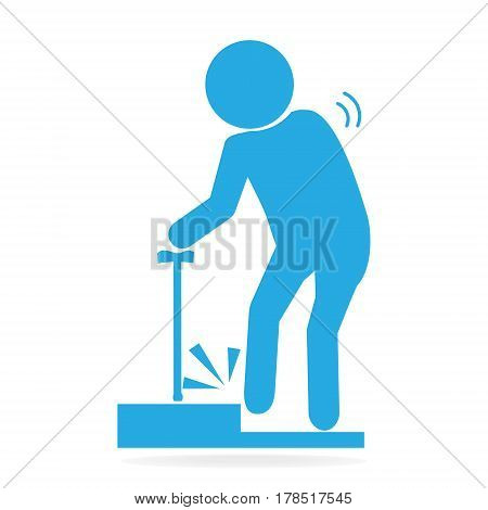 Elderly tripping over on floor person injury symbol illustration