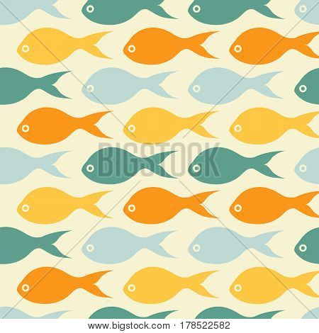 Vector seamless pattern texture with color fishes