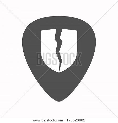 Isolated Guitar Plectrum With  A Broken Shield