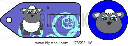 sweet little chubby sheep cartoon gift card in vector format very easy to edit