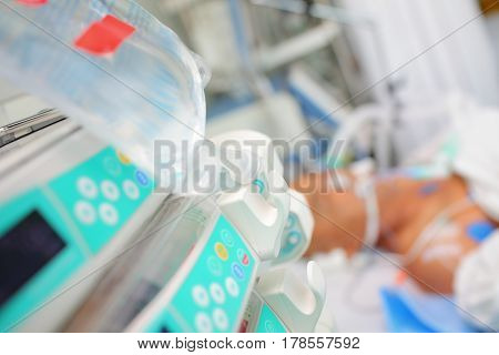 Treatment of seriously ill patient. Blurred background