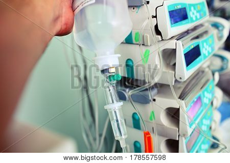 Medical routine in the modern hospital. Medical devices background