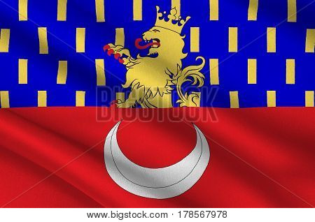 Flag of Vesoul is a commune in the Haute-Saone department in the region of Franche-Comte located in eastern France. 3d illustration