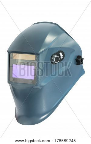 Blue protective mask whith hardened glass for welding, isolate