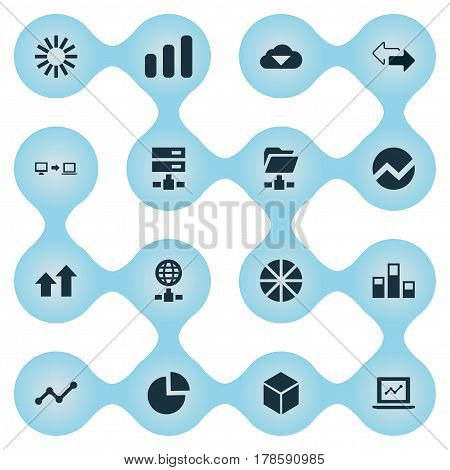 Vector Illustration Set Of Simple Information Icons. Elements Storage, Digital Documnet, Internet Server And Other Synonyms Radial, Wireless And Two.