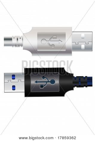 USB kabel. Vektorové ilustrace.