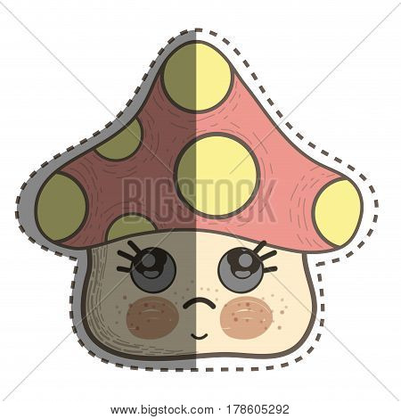 kawaii fangus sad with cute cheeks and eyes, vector illustration design