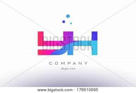 Yh Y H  Creative Pink Blue Modern Alphabet Letter Logo Icon Template